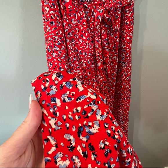 She + Sky Printed Strapless Smocked Jumpsuit Red White Blue Size Medium - Picture 5 of 8